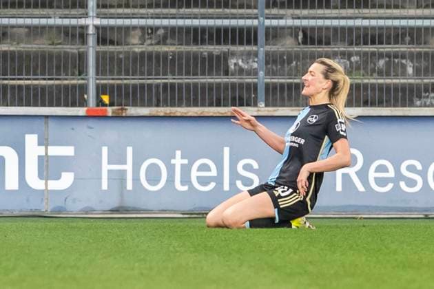 GOOGLE PIXEL Frauen Bundesliga 1 FC Köln 1 FC Nürnberg, 23 03 2024 Medina Desic 1 FC Nürnberg, 30 cheers after her goal for 3 4 GOOGLE PIXEL Frauen Bundesliga, 1 FC Köln 1 FC Nürnberg, 17 Spieltag, am 23 03 2024, Franz Kremer Stadion, Köln DFL regulations prohibit any use of photographs as image sequences and or quasi video Copyright: xBEAUTIFULxSPORTS Meuselx