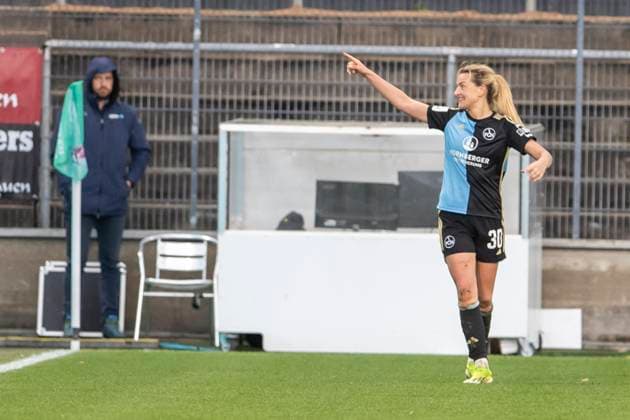 GOOGLE PIXEL Frauen Bundesliga 1 FC Köln 1 FC Nürnberg, 23 03 2024 Medina Desic 1 FC Nürnberg, 30 cheers after her goal for 3 4 GOOGLE PIXEL Frauen Bundesliga, 1 FC Köln 1 FC Nürnberg, 17 Spieltag, am 23 03 2024, Franz Kremer Stadion, Köln DFL regulations prohibit any use of photographs as image sequences and or quasi video Copyright: xBEAUTIFULxSPORTS Meuselx