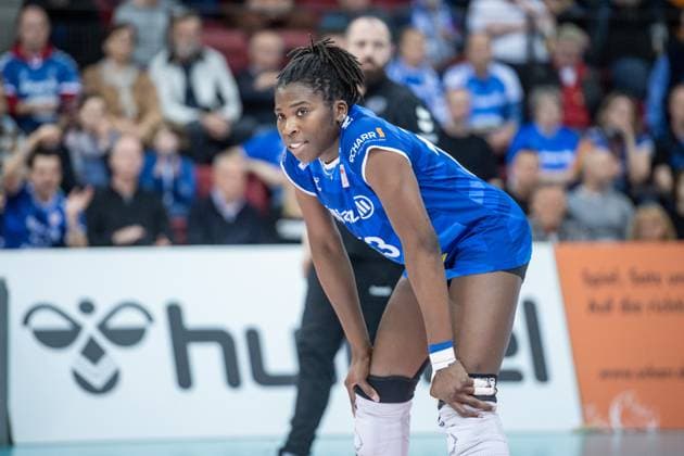 Krystal Rivers Allianz MTV Stuttgart, 13 Allianz MTV Stuttgart USC Muenster, 23 03 2024, Stuttgart SCHARRena , DEU Allianz MTV Stuttgart USC Muenster, Sport, Volleyball Bundesliga, Women, VBL, Season 2023 24, 23 03 2024, Stuttgart SCHARRena , DEU Stuttgart Copyright: xSandyxDinkelackerx EP_SDR