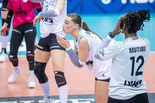 Elena Koemmling USC Muenster, 07 Allianz MTV Stuttgart USC Muenster, 23 03 2024, Stuttgart SCHARRena , DEU Allianz MTV Stuttgart USC Muenster, Sport, Volleyball Bundesliga, Women, VBL, Season 2023 24, 23 03 2024, Stuttgart SCHARRena , DEU Stuttgart Copyright: xSandyxDinkelackerx EP_SDR