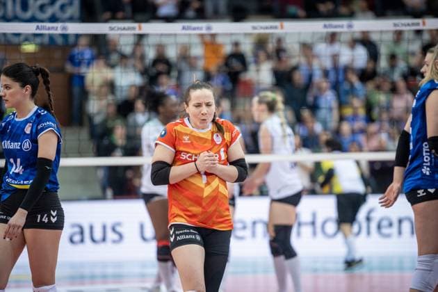 Roosa Koskelo Allianz MTV Stuttgart, 01 visibly disappointed after second set Allianz MTV Stuttgart USC Muenster, 23 03 2024, Stuttgart SCHARRena , DEU Allianz MTV Stuttgart USC Muenster, Sport, Volleyball Bundesliga, Women, VBL, Saison 2023 24, 23 03 2024, Stuttgart SCHARRena , DEU Stuttgart Copyright: xSandyxDinkelackerx EP_SDR