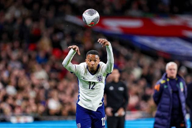 England v Brazil Friendly 23 03 2024. Erzi Konsa (12 ) of England during the Friendly match between England and Brazil at Wembley Stadium, London, England on 23 March 2024. Editorial use only , Copyright: xNigelxKeenex PSI-19285-0019