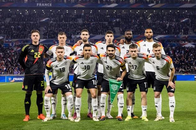 UEFA friendly match France Germany 23 03 2024 The German starting eleven Back row from left Marc Andre ter Stegen Germany, 22 , Toni Kroos Germany, 8 , Robert Andrich Germany, 23 , Kai Havertz Germany, 7 , Antonio Rüdiger Germany, 2 , Jonathan Tah Germany, 4 Front row from left Maximilian Mittelstädt Germany, 18 , Jamal Musiala Germany, 10 , Ilkay Gündogan Germany, 21 , Florian Wirtz Germany, 17 , Joshua Kimmich Germany, 6 UEFA friendly match France Germany, Lyon, Groupama Stadium on 23 03 2024 Copyright: xBEAUTIFULxSPORTS Wunderlx