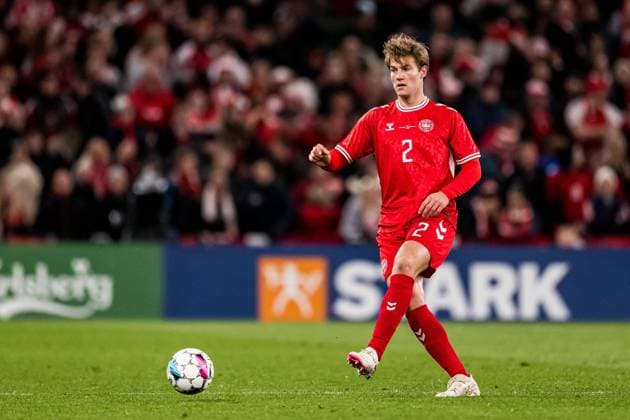 240323 Joachim Andersen of Denmark during the international friendly football match between Denmark and Switzerland on March 23, 2024 in Copenhagen Photo Petter Arvidson BILDBYRAN code PA PA0782 fotboll soccer football träningslandskamp international friendly danmark denmark schweiz switzerland bbeng  Copyright: PETTERxARVIDSON BB240323PA059