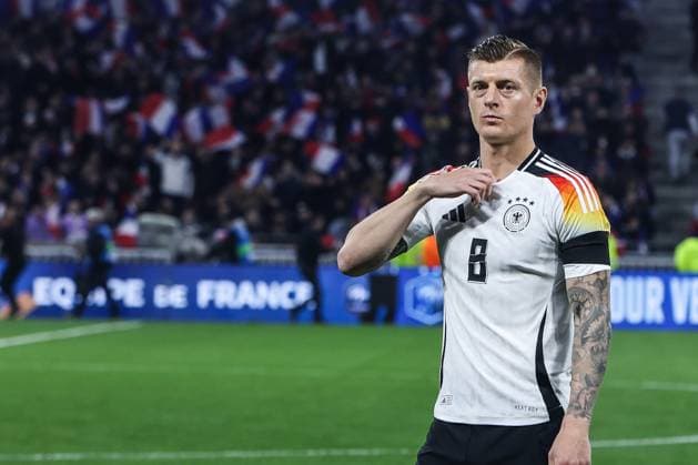 Sport, Football, UEFA international match season 2023 24 Friendly match France Germany 23 03 2024, Groupama Stadium Lyon Toni Kroos Germany, 8 Lyon Groupama Stadium France