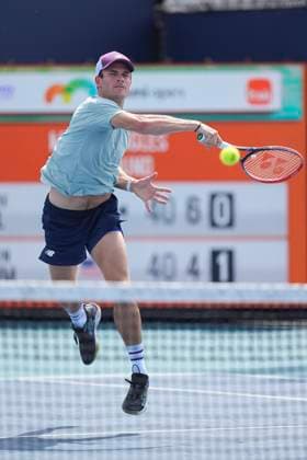 March 23, 2024, Miami, Florida, USA: Tommy Paul (USA) hits a forehand against Martin Damm (USA) during the second round of menÃ¢â‚¬â ¢s singles at the Miami Open tennis tournament. Damm won the 4-6, 2-1 Miami USA - ZUMAd212 20240323_zsp_d212_011 Copyright: xRichardxDolex