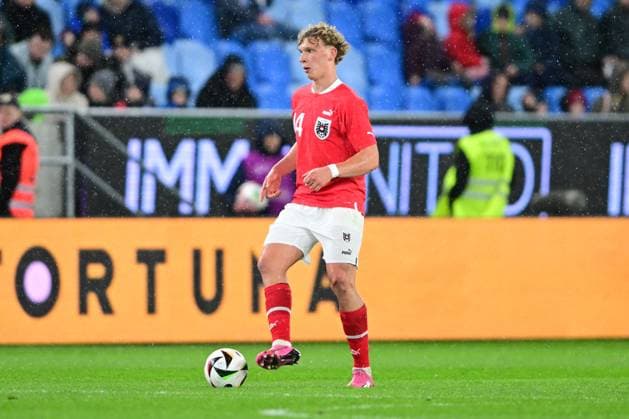 Leopold Querfeld with the ball during friendly match, Slovakia - Austria, 23. march 2024 Bratislava Bratislavsky Slovakia Copyright: xx DSC_3980