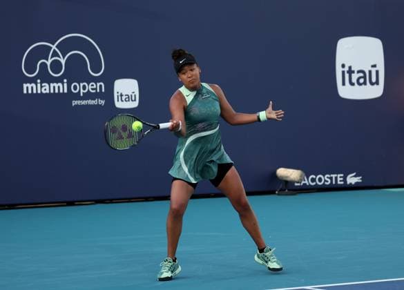 March 23, 2024, Miami Gardens, Florida, United States Of America: MIAMI GARDENS, FLORIDA - MARCH 23: Naomi Osaka of Japan defeats Elina Svitolina of the Ukraine during their match on day 8 of the Miami Open at Hard Rock Stadium on March 23, 2024 in Miami Gardens, Florida....People: Naomi Osaka Miami Gardens United States Of America - ZUMAs214 20240323_ada_s214_001 Copyright: xSMGx