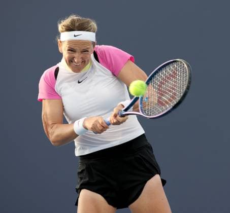 March 23, 2024, Miami Gardens, Florida, United States Of America: MIAMI GARDENS, FLORIDA - MARCH 21: Victoria Azarenka of Belarus defeats Qinwen Zheng of China in the second round on Day 6 of the Miami Open Presented by Itau at Hard Rock Stadium on March 21, 2024 in Miami Gardens, Florida....People: Victoria Azarenka Miami Open Presented by Itau 2024 - Day 8  - ZUMAs214 20240323_ada_s214_045 Copyright: xSMGx