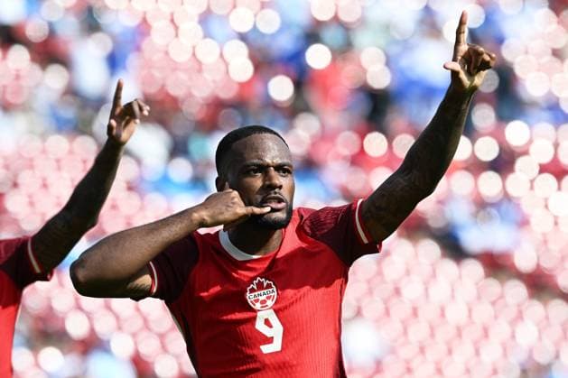 RECORD DATE NOT STATED CONCACAF NATIONS LEAGUE 2023-2024 Canada vs Trinidad and Tobago - Play In Cyle Larin celebrates his goal 1-0 of Canadaduring the Play In match between Canada and Trinidad and Tobago as part of the 2024 Concacaf Nations League, for the pass to the Copa America in the United States 2024, at Toyota Stadium, Frisco, Texas, on March 23, 2024. FRISCO TEXAS UNITED STATES  Copyright: xDavidxLeahx 20240323152341_CNL_24_PLAY_IN_CAN_TRI_LARIN125