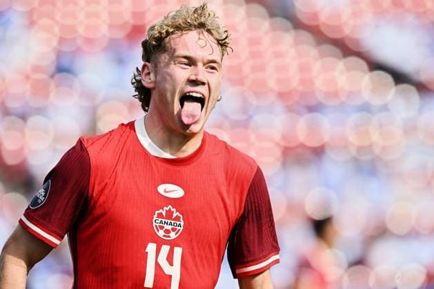 RECORD DATE NOT STATED CONCACAF NATIONS LEAGUE 2023-2024 Canada vs Trinidad and Tobago - Play In Jacob Shaffelburg celebrates his goal 2-0 of Canada during the Play In match between Canada and Trinidad and Tobago as part of the 2024 Concacaf Nations League, for the pass to the Copa America in the United States 2024, at Toyota Stadium, Frisco, Texas, on March 23, 2024. FRISCO TEXAS UNITED STATES  Copyright: xDavidxLeahx 20240323155420_CNL_24_PLAY_IN_CAN_TRI_SHAFFELBURG140