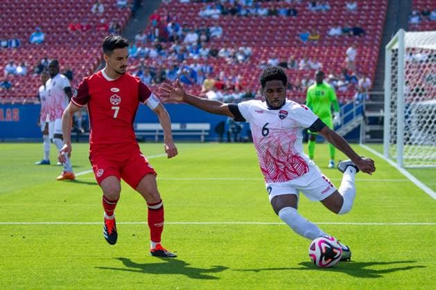 Sport Bilder des Tages RECORD DATE NOT STATED CONCACAF NATIONS LEAGUE 2023-2024 Canada 2-0 Trinidad and Tobago - Play In Stephen Eustaquio (L) of Canada fights for the ball with Andre Raymond (R) of Trinidad during the Play In match between Canada and Trinidad and Tobago as part of the 2024 Concacaf Nations League, for the pass to the Copa America in the United States 2024, at Toyota Stadium, Frisco, Texas, on March 23, 2024. FRISCO TEXAS UNITED STATES  Copyright: xJosexLuisxMelgarejox 20240323164035_CNL_24_PLAY_IN_CAN_TRI_RAYMOND199