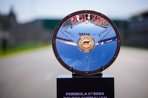 Trophy of the race during the Formula 1 Rolex Australian Grand Prix 2024, 3rd round of the 2024 Formula One World Championship, WM, Weltmeisterschaft from March 22 to 24, 2024 on the Albert Park Circuit, in Melbourne, Australia - F1 - AUSTRALIAN GRAND PRIX 2024 DPPI Panoramic  240324_R03_AUSTRALIA_EA010375.JPG