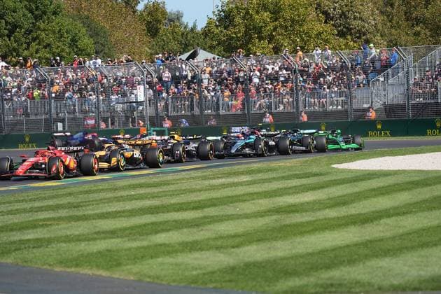 24 03 2024, Albert Park Circuit, Melbourne, FORMULA 1 ROLEX AUSTRALIAN GRAND PRIX 2024 ,in the picture Max Verstappen NLD , Oracle Red Bull Racing, Carlos Sainz Jr ESP , Scuderia Ferrari, Charles Leclerc MCO , Scuderia Ferrari, Lando Norris GBR , McLaren F1 Team, Oscar Piastri AUS , McLaren F1 Team Melbourne Albert Park Circuit Victoria Australia eu-images-506