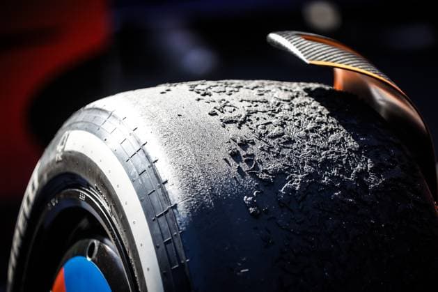 March 24, 2024, Melbourne, Victoria, Australia: MELBOURNE, AUSTRALIA - MARCH 24: Tyre degradation on the McLaren of Lando Norris after coming third in the 2024 Australian Grand Prix at Albert Park in Melbourne, Australia Melbourne Australia - ZUMAp121 20240324_zsp_p121_012 Copyright: xChrisxPutnamx