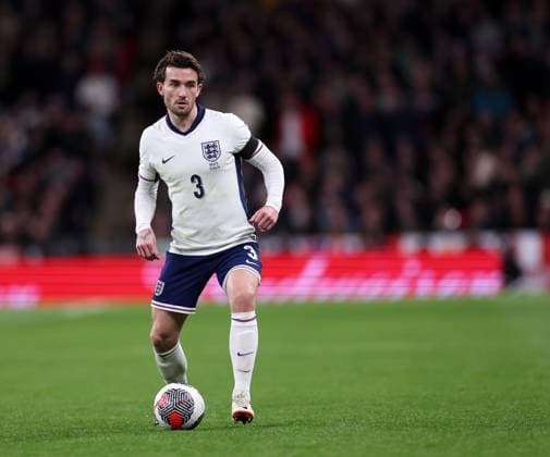 London, England, 23rd March 2024. Ben Chilwell of England during the International Friendly, Länderspiel, Nationalmannschaft match at Wembley Stadium, London. Picture credit should read: David Klein Sportimage EDITORIAL USE ONLY. No use with unauthorised audio, video, data, fixture lists, club league logos or live services. Online in-match use limited to 120 images, no video emulation. No use in betting, games or single club league player publications. SPI-3030-0178