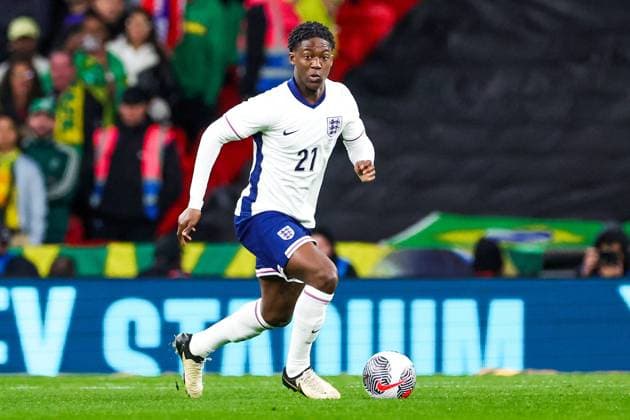 England v Brazil Friendly 23 03 2024. Kobbie Mainoo (21) of England during the Friendly match between England and Brazil at Wembley Stadium, London, England on 23 March 2024. Editorial use only , Copyright: xNigelxKeenex PSI-19285-0148