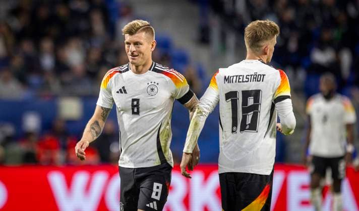 Lyon, France 23rd Mar 2024 Toni Kroos Germany Maximilian Mittelstädt Germany France Germany France Germany 23 03 2024