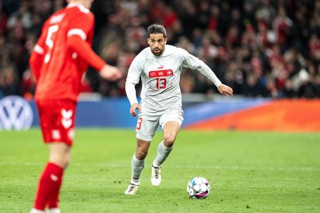 Denmark v Switzerland, football friendly, Copenhagen, Denmark Copenhagen, Denmark. 23rd, March 2024. Ricardo Rodriguez (13) of Switzerland seen during the football friendly match between Denmark and Switzerland at Parken in Copenhagen. Copenhagen Denmark  Copyright: xGonzalesxPhoto FrederikkexJensenx