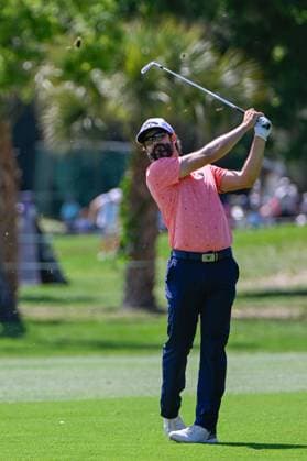PALM HARBOR, FL - MARCH 23: Adam Hadwin (CAN) watches his approach shot on 2 during Rd3 of the Valspar Championship at Innisbrook Resort - Copperhead, on March 23, 2024, in Palm Harbor, Florida. (Photo by Ken Murray Icon Sportswire) GOLF: MAR 23 PGA, Golf Herren Valspar Championship EDITORIAL USE ONLY Icon2403230053