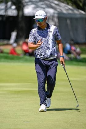 PALM HARBOR, FL - MARCH 23: Ryo Hisatsune (JPN) after sinking his birdie putt on 8 during Rd3 of the Valspar Championship at Innisbrook Resort - Copperhead, on March 23, 2024, in Palm Harbor, Florida. (Photo by Ken Murray Icon Sportswire) GOLF: MAR 23 PGA, Golf Herren Valspar Championship EDITORIAL USE ONLY Icon2403230423