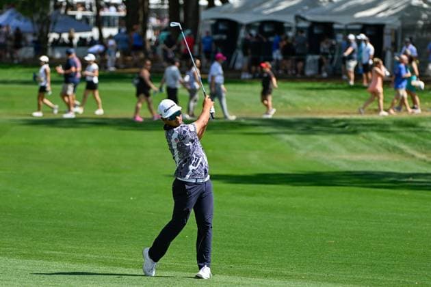 PALM HARBOR, FL - MARCH 23: Ryo Hisatsune (JPN) watches his second shot on 14 during Rd3 of the Valspar Championship at Innisbrook Resort - Copperhead, on March 23, 2024, in Palm Harbor, Florida. (Photo by Ken Murray Icon Sportswire) GOLF: MAR 23 PGA, Golf Herren Valspar Championship EDITORIAL USE ONLY Icon2403230433