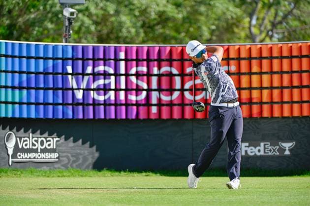 PALM HARBOR, FL - MARCH 23: Ryo Hisatsune (JPN) watches his tee shot on 18 during Rd3 of the Valspar Championship at Innisbrook Resort - Copperhead, on March 23, 2024, in Palm Harbor, Florida. (Photo by Ken Murray Icon Sportswire) GOLF: MAR 23 PGA, Golf Herren Valspar Championship EDITORIAL USE ONLY Icon2403230463