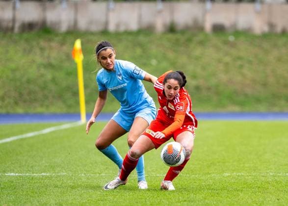 Soccer, Women, Season 2023 2024, Regionalliga Nordost 15 Matchday , FC Viktoria 1889 Berlin 1 FC Union Berlin, v l Aylin Yaren FC Viktoria 1889 Berlin , Fatma Sakar 1 Frauen 1 FC Union , 24 03 2024, Copyright: xMatthiasxKochx