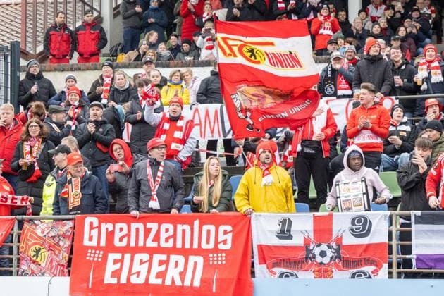 Soccer, Women, Season 2023 2024, Regionalliga Nordost 15 Matchday , FC Viktoria 1889 Berlin 1 FC Union Berlin, Guest block, Fans of Union, 24 03 2024, Copyright: xMatthiasxKochx