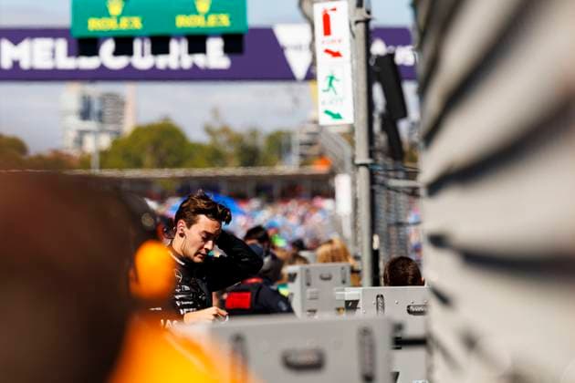 24th March 2024: Melbourne Grand Prix Circuit, Melbourne, Victoria, Australia; Australian Formula 1 Grand Prix: Race Day; Number 63 Mercedes AMG Petronas driver George Russell before the race  ActionPlus12621558 StephenxBlackberry