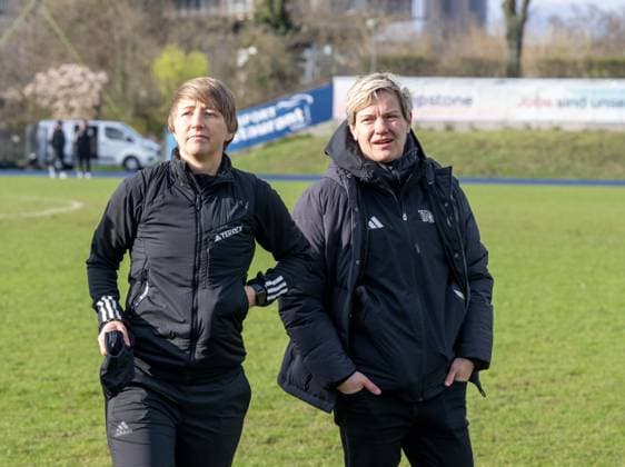 Soccer, Women, Season 2023 2024, Regionalliga Nordost 15 Matchday , FC Viktoria 1889 Berlin 1 FC Union Berlin, f l Coach Ailien Poese 1 Women 1 FC Union , Jennifer Zietz Sports Director Women and Girls Department 1 FC Union Berlin , 24 03 2024, Copyright: xMatthiasxKochx