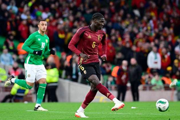 Republic Of Ireland v Belgium Friendly Match DUBLIN, IRELAND - MARCH 23 : Onana Amadou midfielder of Belgium in action during the friendly game match between Republic of Ireland and Belgium in preparation of the UEFA EURO, EM, Europameisterschaft,Fussball 2024 tournament on March 23, 2024 in Dublin, Ireland, 23 03 2024 Dublin Ireland  Copyright: xPeterxDexVoechtx