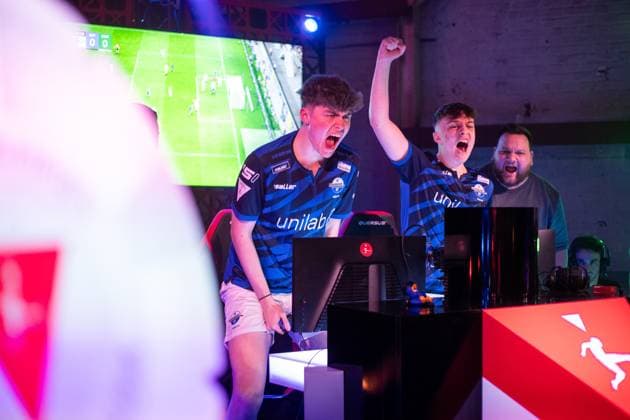 Virtual Bundesliga Club Championship by WOW Finale 24 03 2024 Jonas Wirth Jonny, SC Paderborn 07 , Jamie Bartel Chaser, SC Paderborn 07 in jubilation Virtual Bundesliga Club Championship by WOW Finale 24 03 2024 Copyright: xBEAUTIFULxSPORTS Buriakovx