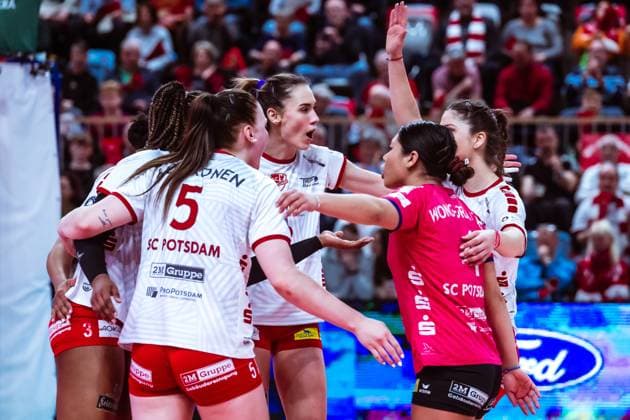 VBL Volleyball Bundesliga SC Potsdam VfB Suhl LOTTO Thüringen PlayOffs, 24 03 2024 VBL Volleyball Bundesliga SC Potsdam VfB Suhl LOTTO Thüringen 24 03 2024 Copyright: xBEAUTIFULxSPORTS NicolxMarschallx