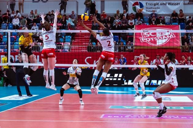 VBL Volleyball Bundesliga SC Potsdam VfB Suhl LOTTO Thüringen PlayOffs, 24 03 2024 VBL Volleyball Bundesliga SC Potsdam VfB Suhl LOTTO Thüringen 24 03 2024 Copyright: xBEAUTIFULxSPORTS NicolxMarschallx