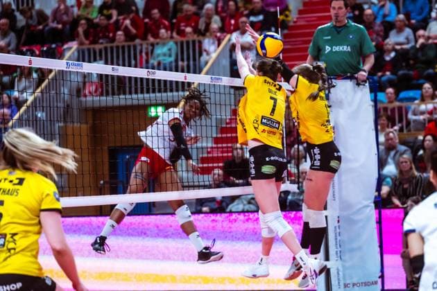 VBL Volleyball Bundesliga SC Potsdam VfB Suhl LOTTO Thüringen PlayOffs, 24 03 2024 VBL Volleyball Bundesliga SC Potsdam VfB Suhl LOTTO Thüringen 24 03 2024 Copyright: xBEAUTIFULxSPORTS NicolxMarschallx