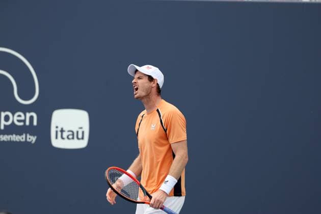 March 24, 2024, Miami Gardens, Florida, United States Of America: MIAMI GARDENS, FLORIDA - MARCH 24: Tomas Machac of the Czech Republic defeats Andy Murray of Great Britain on Day 9 of the Miami Open at Hard Rock Stadium on March 24, 2024 in Miami Gardens, Florida....People: Tomas Machac Miami Gardens United States Of America - ZUMAs214 20240324_ada_s214_070 Copyright: xSMGx