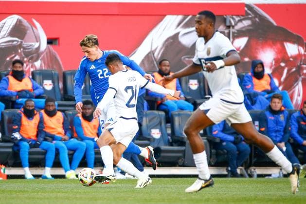 March 24, 2024, Harrison, Nj, United States: NicoloÂ² Zaniolo of Italy during a match against Ecuador in an International Friendly, Länderspiel, Nationalmannschaft match at the Red Bull Arena in the city of Harrison in New Jersey in the United States this Sunday, March 24. Harrison United States - ZUMAv122 20240324_aap_v122_087 Copyright: xWilliamxVolcovx