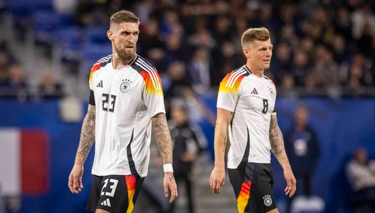 Lyon, France 23rd Mar 2024 Robert Andrich Germany , Toni Kroos Germany France Germany France Germany 23 03 2024