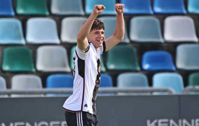 25 03 2024, xmohx, football international U16, Germany U16 Italy u16 emspor, v l Germany cheered by David Creta the 2 0 DFL DFB REGULATIONS PROHIBIT ANY USE OF PHOTOGRAPHS as IMAGE SEQUENCES and or QUASI VIDEO Pirmasens