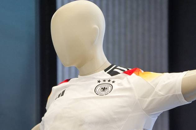 New DFB home jersey from Adidas on a mannequin Frankfurt 25 03 2024 Final training Germany, DFB Campus