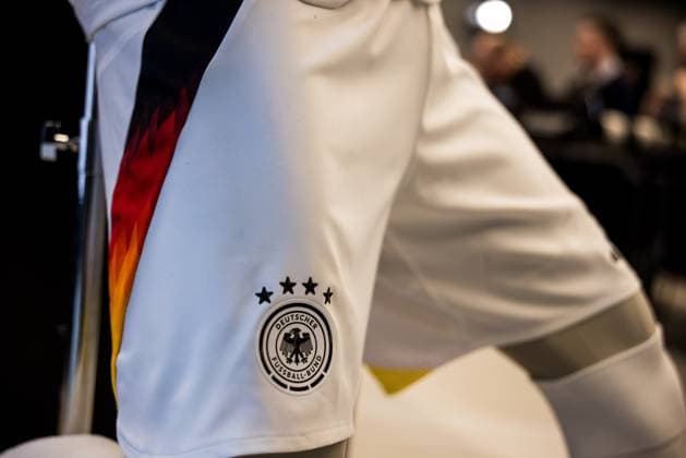 UEFA Friendly Match Press Conference Germany 25 03 2024 The home jersey of the German national team Trouser details, color gradient, DFB logo UEFA Friendly Match Press Conference Germany, Frankfurt, DFB Campus on 25 03 2024 Copyright: xBEAUTIFULxSPORTS Wunderlx