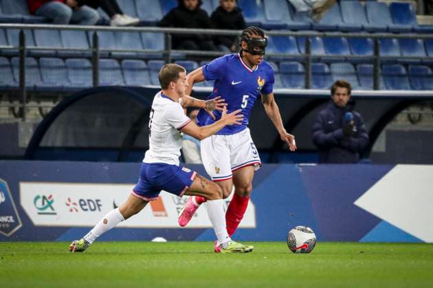 SIDILLIA KILIANN 5 FOOTBALL : Match international amical espoirs France vs EEUU -25 03 2024. Stade Auguste Bonal Sochaux Montbeliard ElyxandroCegarra Panoramic 