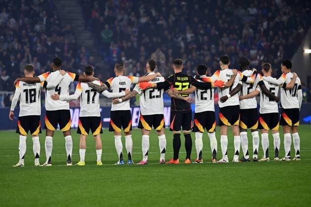 Lyon, Groupama Stadium, 23 03 24, GER, Herren, Laenderspiel, Frankreich Deutschland Bild Mannschaftsfoto, Gruppenfoto Deutschland Only for editorial use UEFA regulations prohibit any use of photographs as image sequences and or quasi video Auvergne Rhone Alpes France