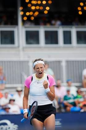 March 25, 2024, Miami, Florida, USA: Victoria Azarenka pumps her fist after winning a point against Katie Boulter (Great Britain) during the fourth round of womenÃ¢â‚¬â ¢s singles at the Miami Open tennis tournament. Azarenka won the match 7-5, 6-1. Miami USA - ZUMAd212 20240325_zsp_d212_064 Copyright: xRichardxDolex