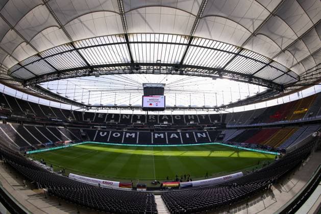 Frankfurt am Main, 25 03 2024 xjfx Deutsche Bank Park Press Conference of the Dutch National Team, v l , Symbol Photo, Symbol Image Deutsche Bank Park, Interior View, Welcome, DFB, Germany DFL DFB REGULATIONS PROHIBIT ANY USE OF PHOTOGRAPHS as IMAGE SEQUENCES and or QUASI VIDEO Copyright: JoaquimxFerreira