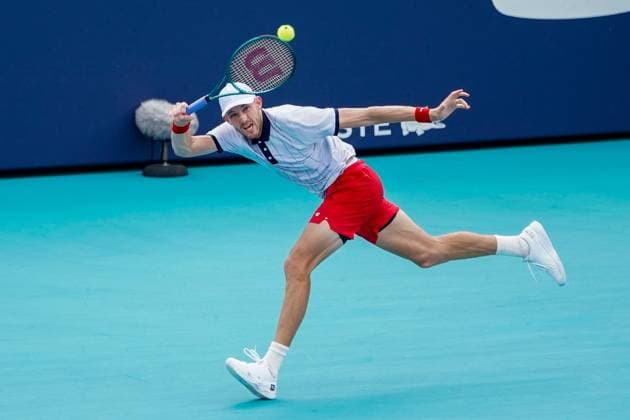 March 26, 2024, Miami Gardens, Florida, USA: Nicolas Jarry (CHI) returns a shot to Casper Ruud (NOR)during the fourth round of men s singles at the 2024 Miami Open presented by Itau at Hard Rock Stadium. Miami Gardens USA - ZUMAw109 20240326_fap_w109_011 Copyright: xDebbyxWongx