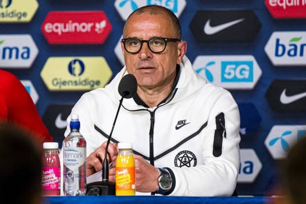 240326 Francesco Calzona, head coach of Slovakia, during a press conference after the international friendly football match between Norway and Slovakia on March 26, 2024 in Oslo Photo Marius Simensen BILDBYRAN COP 238 VG0588 bbeng football fotboll fotboll international friendly landskamp norge norway privatlandskamp slovakia slovakien soccer träningslandskamp  Copyright: MARIUSxSIMENSEN BB240326BB802