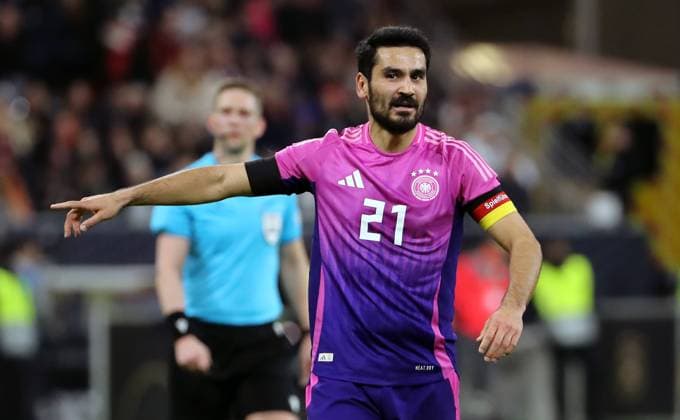 Ilkay Gündogan pointing, gesticulating action upper body sports football soccer international match national team DFB men season 2023 2024 26 03 2024 Germany GER vs Netherlands NED DFL regulations prohibit any use of photographs as image sequences and or quasi video