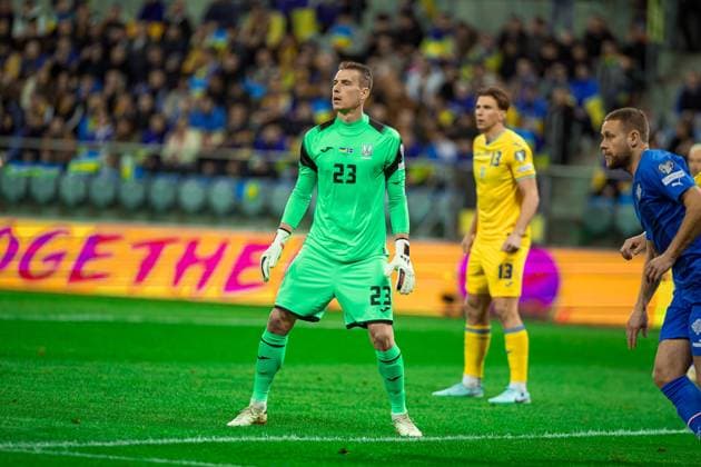 Ukraine V Iceland - UEFA European Qualifiers EURO 2024 The Ukraine and Iceland national teams are playing a football match for the UEFA European Qualifiers Euro 2024 in Wroclaw, Poland, on March 26, 2024. In the photo: Andriy Lunin. Wroclaw Poland  Copyright: xMateuszxBireckix originalFilename:birecki-ukrainev240326_npK0t.jpg